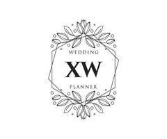 xw initialen brief hochzeitsmonogramm logos sammlung, handgezeichnete moderne minimalistische und florale vorlagen für einladungskarten, save the date, elegante identität für restaurant, boutique, café im vektor