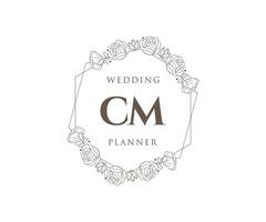 cm Initialen Brief Hochzeit Monogramm Logos Sammlung, handgezeichnete moderne minimalistische und florale Vorlagen für Einladungskarten, Save the Date, elegante Identität für Restaurant, Boutique, Café im Vektor