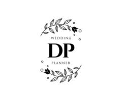 dp initialen brief hochzeitsmonogramm logos sammlung, handgezeichnete moderne minimalistische und florale vorlagen für einladungskarten, save the date, elegante identität für restaurant, boutique, café im vektor