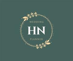 hn initialen brief hochzeitsmonogramm logos sammlung, handgezeichnete moderne minimalistische und florale vorlagen für einladungskarten, save the date, elegante identität für restaurant, boutique, café im vektor