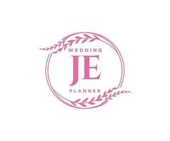 je initials brief hochzeitsmonogramm logos sammlung, handgezeichnete moderne minimalistische und florale vorlagen für einladungskarten, save the date, elegante identität für restaurant, boutique, café im vektor