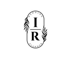 ir initialen brief hochzeitsmonogramm logos sammlung, handgezeichnete moderne minimalistische und florale vorlagen für einladungskarten, save the date, elegante identität für restaurant, boutique, café im vektor