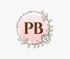 anfängliches pb feminines Logo. verwendbar für Natur-, Salon-, Spa-, Kosmetik- und Schönheitslogos. flaches Vektor-Logo-Design-Vorlagenelement. vektor