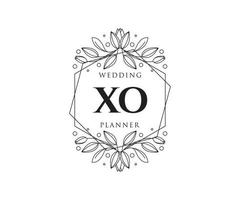 xo initials brief hochzeitsmonogramm logos sammlung, handgezeichnete moderne minimalistische und florale vorlagen für einladungskarten, save the date, elegante identität für restaurant, boutique, café im vektor