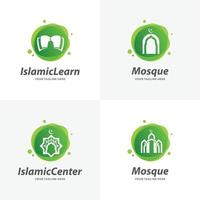 Satz von Designvorlagen für das Logo der islamischen Moschee vektor