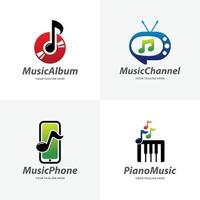 satz von musiknoten-logo-designvorlagen vektor