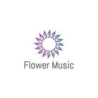 Blumen-Musik-Logo-Design-Vorlage vektor