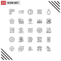 Stock Vector Icon Pack mit 25 Linienzeichen und Symbolen für Star-Lieblingsmusik Human Sound editierbare Vektordesign-Elemente