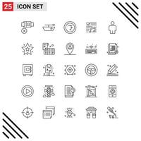 stock vektor ikon packa av 25 linje tecken och symboler för stjärna favorit musik mänsklig ljud redigerbar vektor design element