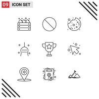 9 User Interface Outline Pack moderner Zeichen und Symbole der Bildung Truthahnkuchen Tradition Aberglaube editierbare Vektordesign-Elemente vektor