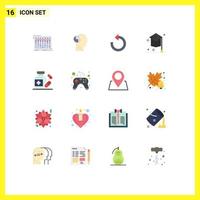 16 universell platt Färg tecken symboler av universitet utbildning sinne grad upprepa redigerbar packa av kreativ vektor design element