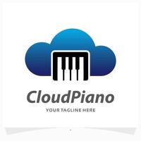 Cloud-Piano-Logo-Design-Vorlage vektor