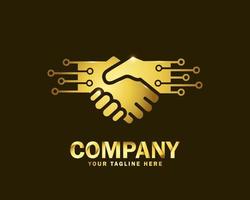 Luxus-Gold-Deal-Tech-Logo-Design-Vorlage vektor