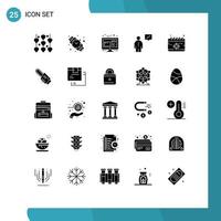 25 universelle solide Glyphenzeichen Symbole des Kalenders Human Discount Corporate Business editierbare Vektordesign-Elemente vektor