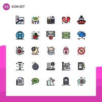 Stock Vector Icon Pack mit 25 Linienzeichen und Symbolen für gefüllte Liebesflaschenherzwäsche editierbare Vektordesignelemente