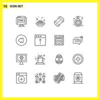 uppsättning av 16 modern ui ikoner symboler tecken för app multimedia skridsko rör flaska redigerbar vektor design element