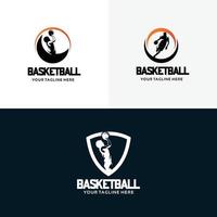 uppsättning av basketboll logotyp design mallar vektor