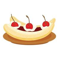 Bananen-Kirschkuchen-Symbol Cartoon-Vektor. Fruchtschale vektor