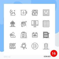 mobile Schnittstelle Gliederungssatz von 16 Piktogrammen von Energie Porträt Hilfe Fotografie Foto editierbare Vektordesign-Elemente vektor