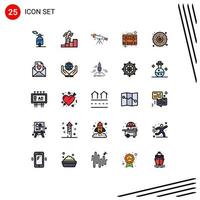 uppsättning av 25 modern ui ikoner symboler tecken för efterrätt betalning Plats resväska företag redigerbar vektor design element
