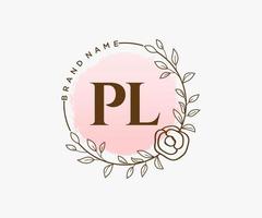 första pl feminin logotyp. användbar för natur, salong, spa, kosmetisk och skönhet logotyper. platt vektor logotyp design mall element.