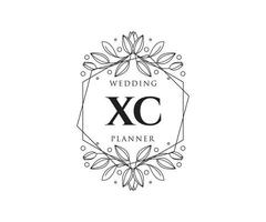 xc initialen brief hochzeitsmonogramm logos sammlung, handgezeichnete moderne minimalistische und florale vorlagen für einladungskarten, save the date, elegante identität für restaurant, boutique, café im vektor