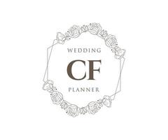 cf initialen brief hochzeitsmonogramm logos sammlung, handgezeichnete moderne minimalistische und florale vorlagen für einladungskarten, save the date, elegante identität für restaurant, boutique, café im vektor