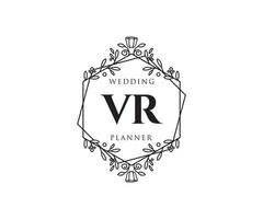 vr initialen brief hochzeitsmonogramm logos sammlung, handgezeichnete moderne minimalistische und florale vorlagen für einladungskarten, save the date, elegante identität für restaurant, boutique, café im vektor