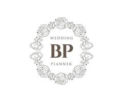 bp initialen brief hochzeitsmonogramm logos sammlung, handgezeichnete moderne minimalistische und florale vorlagen für einladungskarten, save the date, elegante identität für restaurant, boutique, café im vektor