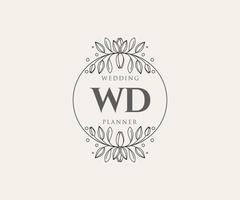 wd initialen brief hochzeitsmonogramm logos sammlung, handgezeichnete moderne minimalistische und florale vorlagen für einladungskarten, save the date, elegante identität für restaurant, boutique, café im vektor