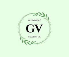 gv initialen brief hochzeitsmonogramm logos sammlung, handgezeichnete moderne minimalistische und florale vorlagen für einladungskarten, save the date, elegante identität für restaurant, boutique, café im vektor