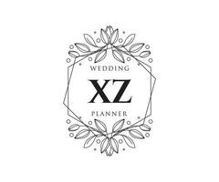 xz initials brief hochzeitsmonogramm logos sammlung, handgezeichnete moderne minimalistische und florale vorlagen für einladungskarten, save the date, elegante identität für restaurant, boutique, café im vektor