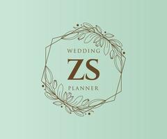 zs initialen brief hochzeitsmonogramm logos sammlung, handgezeichnete moderne minimalistische und florale vorlagen für einladungskarten, save the date, elegante identität für restaurant, boutique, café im vektor