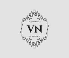 vn initialen brief hochzeitsmonogramm logos sammlung, handgezeichnete moderne minimalistische und florale vorlagen für einladungskarten, save the date, elegante identität für restaurant, boutique, café im vektor