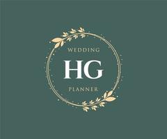 hg initialen brief hochzeitsmonogramm logos sammlung, handgezeichnete moderne minimalistische und florale vorlagen für einladungskarten, save the date, elegante identität für restaurant, boutique, café im vektor