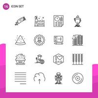 Outline Icon Set Packung mit 16 Zeilensymbolen isoliert auf weißem Hintergrund für reaktionsschnelle Website-Design-Druck- und mobile Anwendungen vektor