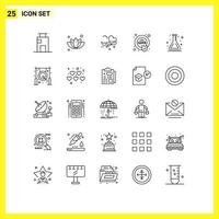 Aktienvektor-Icon-Pack mit 25 Zeilenzeichen und Symbolen für Schule-EU-Baum-Compliance-Flughafen editierbare Vektordesign-Elemente vektor
