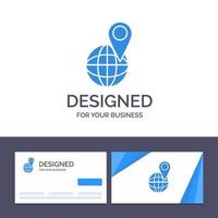 kreative visitenkarte und logo-vorlage globale standortkarte weltvektorillustration vektor
