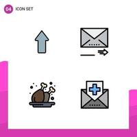 Stock Vector Icon Pack mit 4 Zeilenzeichen und Symbolen für Pfeilbein-Upload-Navigationsplatte editierbare Vektordesign-Elemente