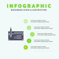 Scheckkonto Bank Banking Finanzierung finanzielle Zahlung solides Symbol Infografiken 5 Schritte Präsentationshintergrund vektor