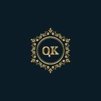 brev qk logotyp med lyx guld mall. elegans logotyp vektor mall.