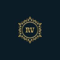 brev rv logotyp med lyx guld mall. elegans logotyp vektor mall.