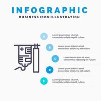 Tropfkrankenhaus medizinische Behandlung blau Infografiken Vorlage 5 Schritte Vektorlinie Symbol Vorlage vektor