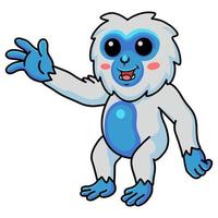 niedlicher kleiner Yeti-Cartoon mit winkender Hand vektor