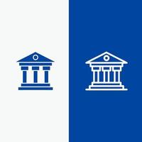 Bankinstitut Geld Irland Linie und Glyphe festes Symbol blaues Banner Linie und Glyphe festes Symbol blaues Banner vektor