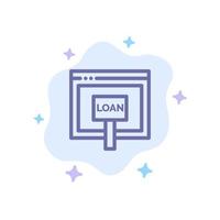 Kredit-Internet-Darlehensgeld online blaues Symbol auf abstraktem Wolkenhintergrund vektor