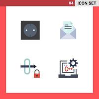 Stock Vector Icon Pack mit 4 Zeilen Zeichen und Symbolen für Geräte Lock Technology Office c editierbare Vektordesign-Elemente