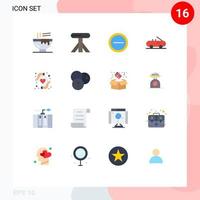 piktogram uppsättning av 16 enkel platt färger av mat hjärta skydd gränssnitt hjärta hälsa bil redigerbar packa av kreativ vektor design element