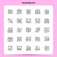 Umriss 25 Valentinstag Icon Set Vektor Linienstil Design schwarze Icons Set lineare Piktogramm Pack Web und mobile Geschäftsideen Design Vektor Illustration