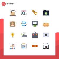 Lager Vektor Icon Pack mit 16 Zeilenzeichen und Symbolen für Taschenordner Web hinzufügen Reparatur editierbares Paket kreativer Vektordesign-Elemente
